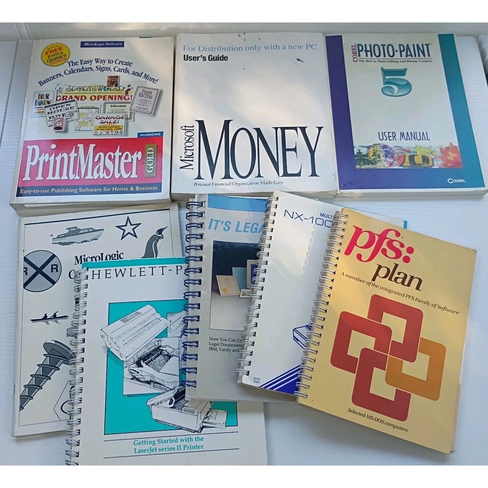 Lot Of 8 Vtg Computer Printer Software Books Clipart Microsoft Printmaster PFS - Picture 2 of 15